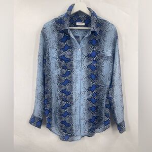 Equipment Slim Signature Silk Shirt Python Snake Print 100% Silk Size Small